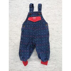 Oshkosh B'gosh Vestbak Denim Geometric Overalls Cuffed Embroidered 12‎ Months